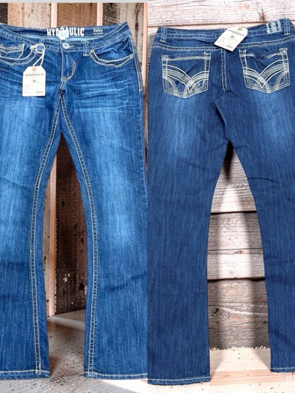 New Bailey Slim Hydraulic Jeans Women’s 13/14 Tall Stretch Boho embroidered(76